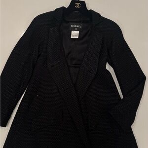 CHANEL Black Floral Pattern Coat